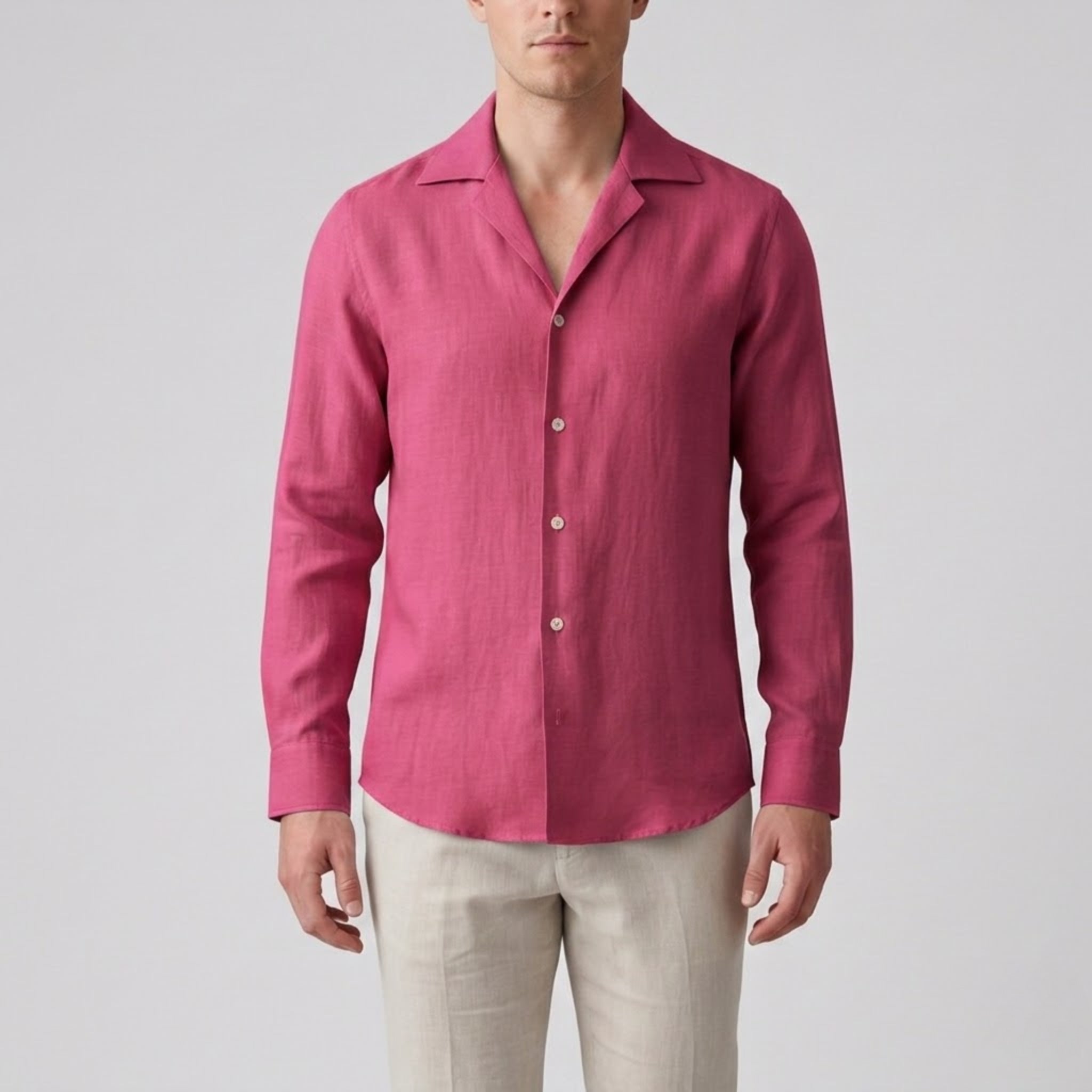Men’s Slim-Fit Long-Sleeve Linen Shirt | Celestiella