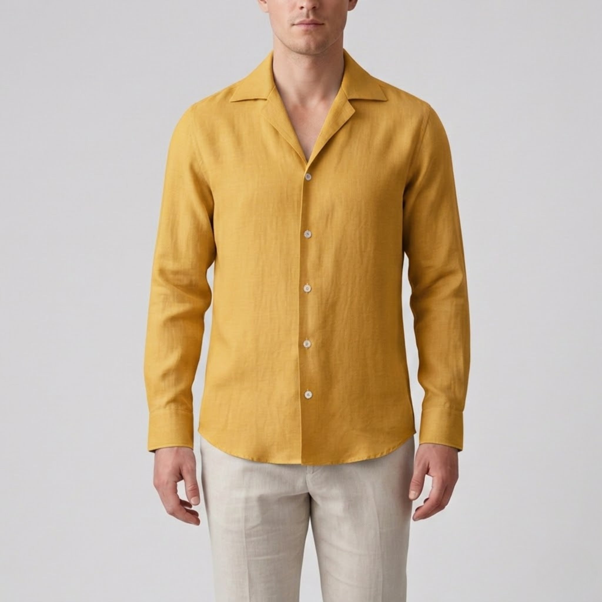 Men’s Slim-Fit Long-Sleeve Linen Shirt | Celestiella