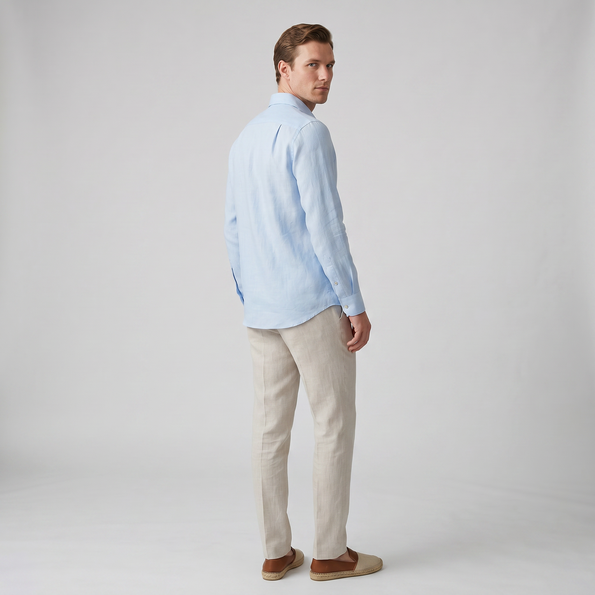 Men’s Slim-Fit Long-Sleeve Linen Shirt | Celestiella