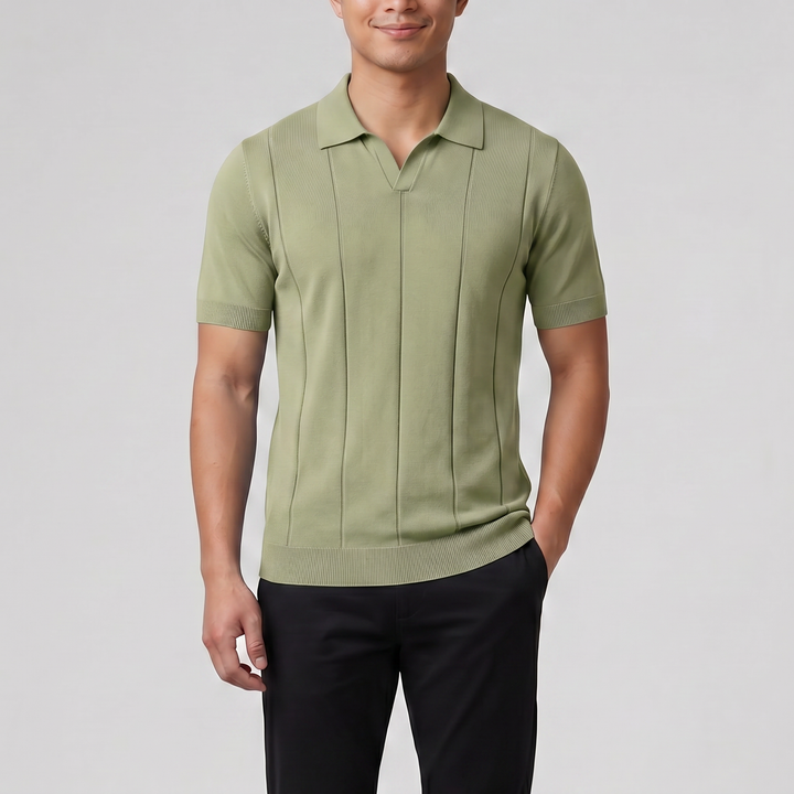 Men’s Slim-Fit Rib Knit Polo | Celestiella
