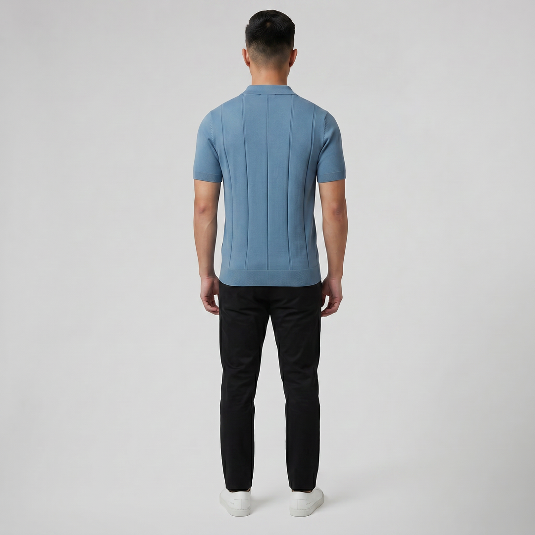 Men’s Slim-Fit Rib Knit Polo | Celestiella