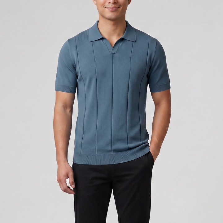 Men’s Slim-Fit Rib Knit Polo | Celestiella
