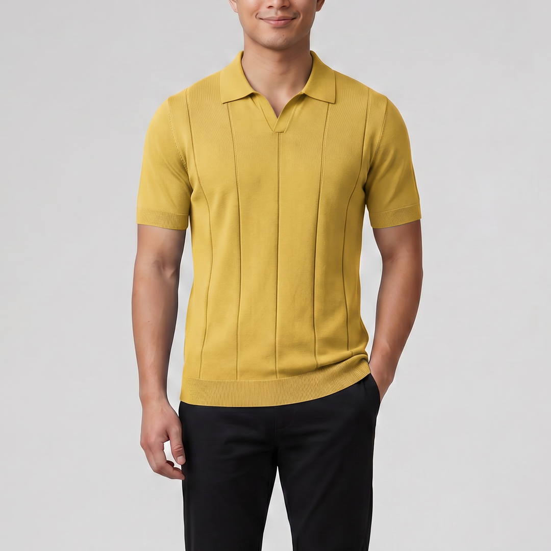 Men’s Slim-Fit Rib Knit Polo | Celestiella