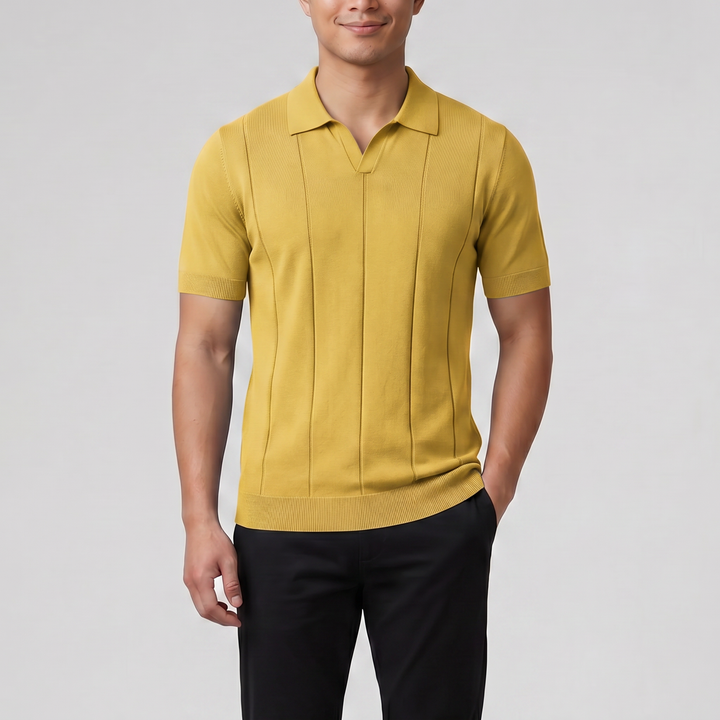 Men’s Slim-Fit Rib Knit Polo | Celestiella