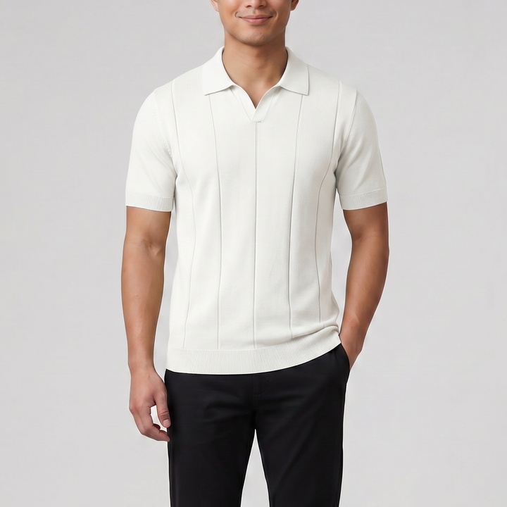 Men’s Slim-Fit Rib Knit Polo | Celestiella