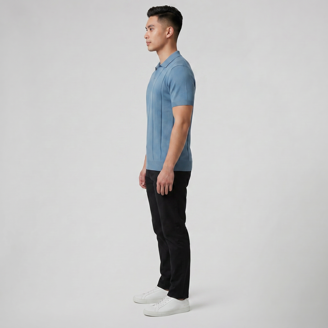 Men’s Slim-Fit Rib Knit Polo | Celestiella