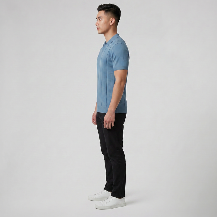 Men’s Slim-Fit Rib Knit Polo | Celestiella