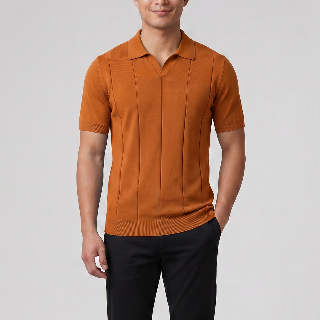 Men’s Slim-Fit Rib Knit Polo | Celestiella