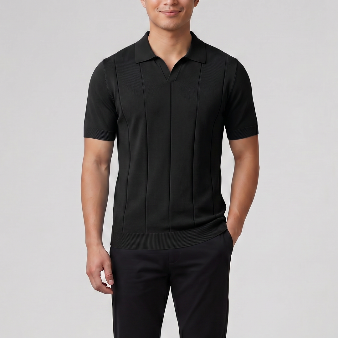 Men’s Slim-Fit Rib Knit Polo | Celestiella