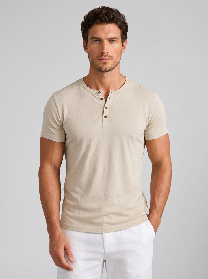 Men's Slim Fit Henley T-Shirt – Casual Button-Neck