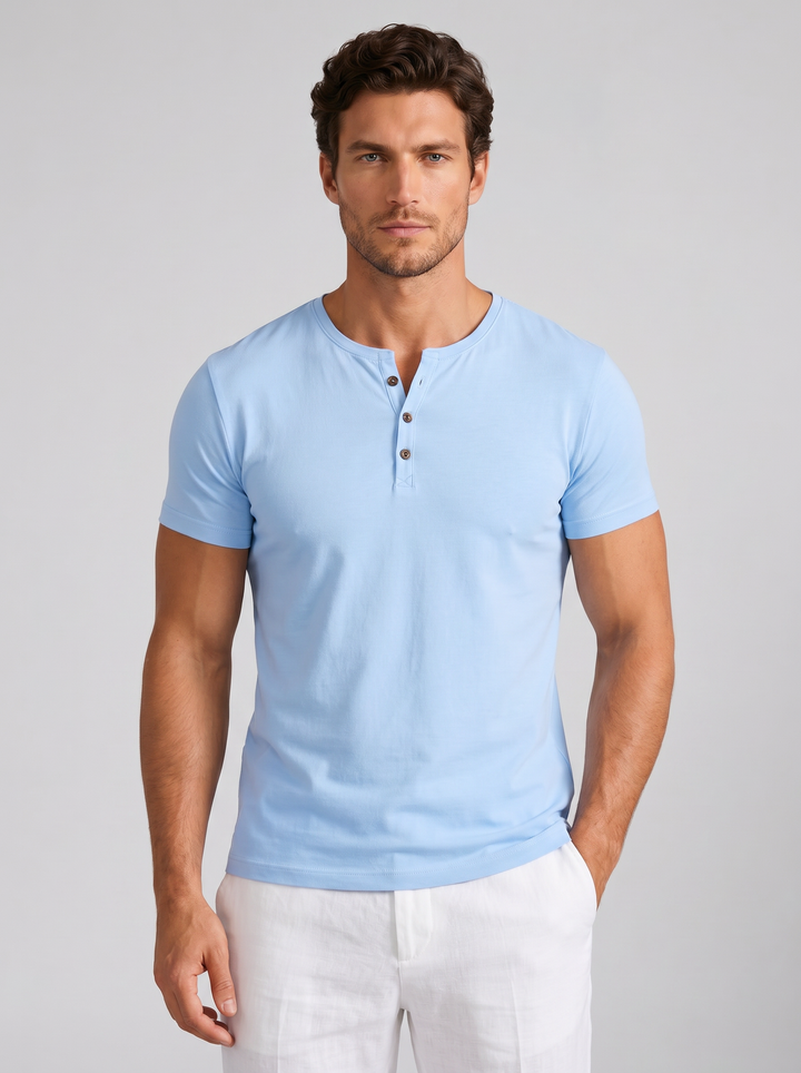Men's Slim Fit Henley T-Shirt – Casual Button-Neck