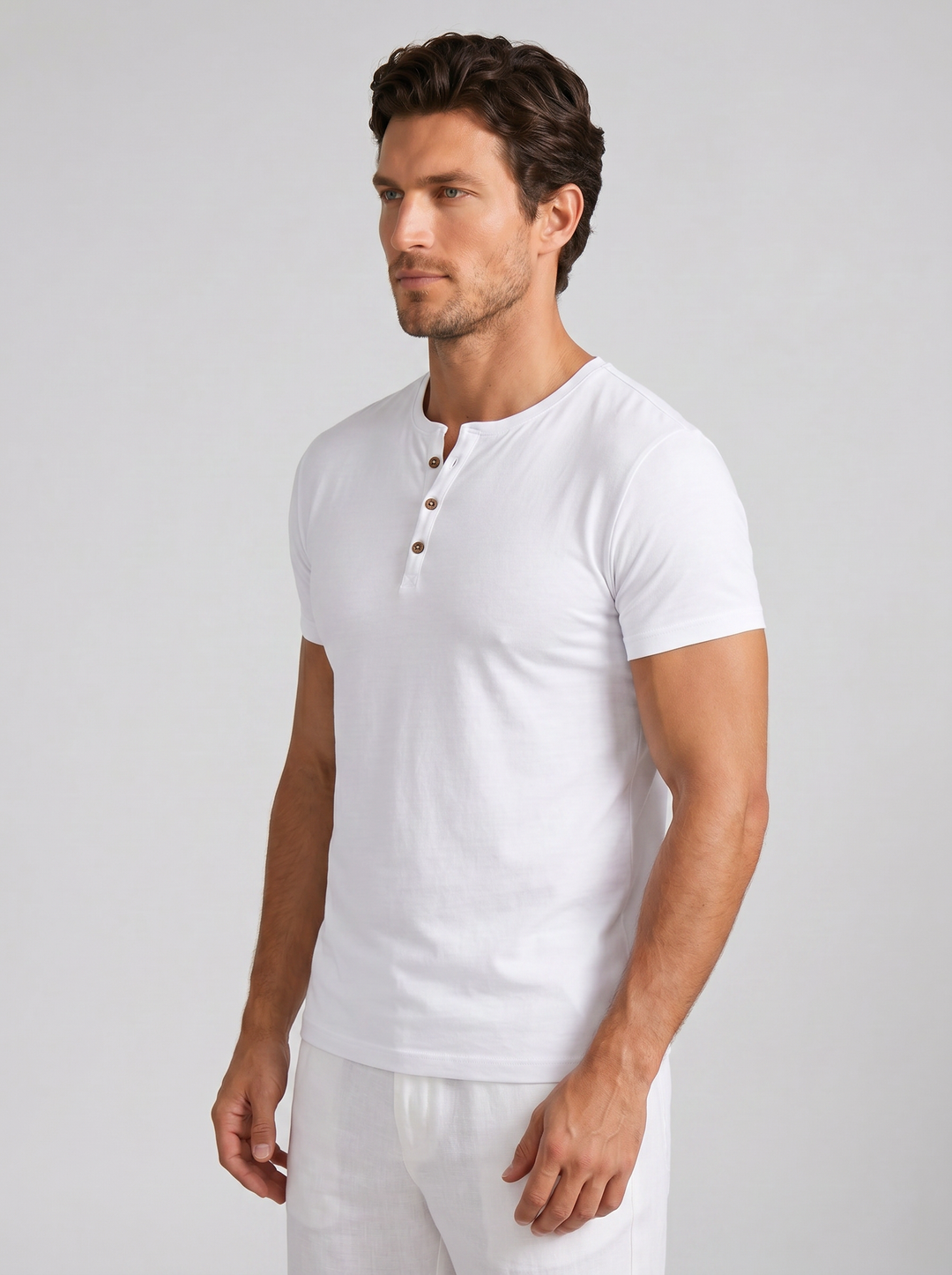 Men's Slim Fit Henley T-Shirt – Casual Button-Neck