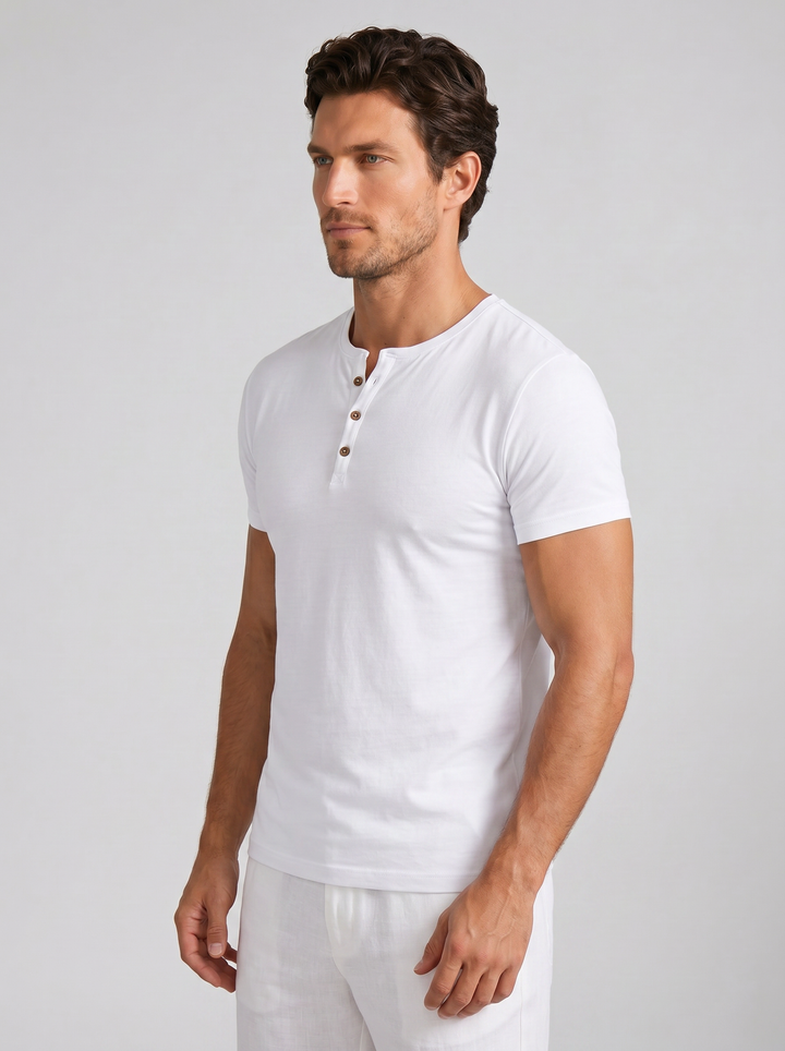 Men's Slim Fit Henley T-Shirt – Casual Button-Neck