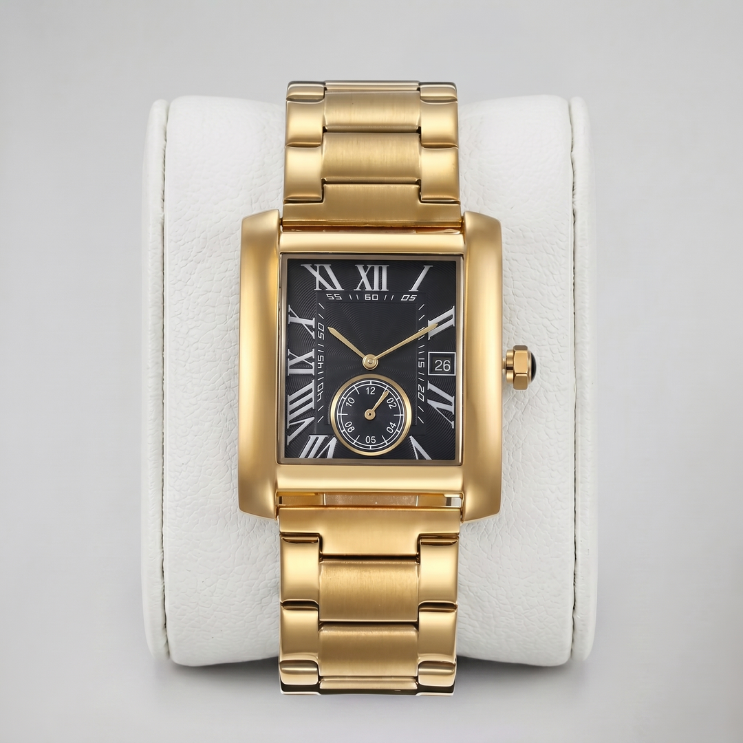 Men’s Stainless Steel Bracelet Tank Watch | Celestiella