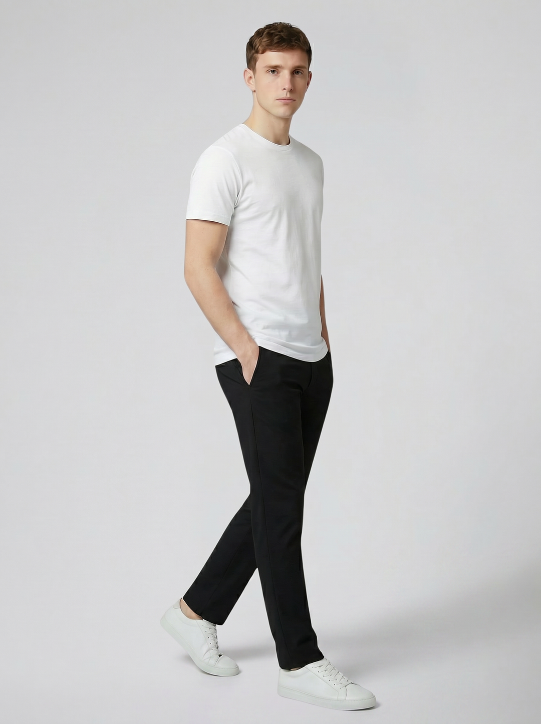 Men's Stretch Cotton Chino Trousers – Slim Flexible Everyday Fit