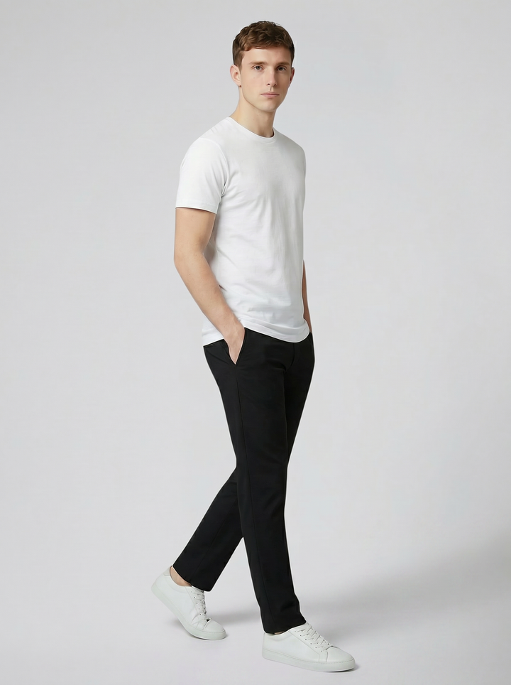 Men's Stretch Cotton Chino Trousers – Slim Flexible Everyday Fit