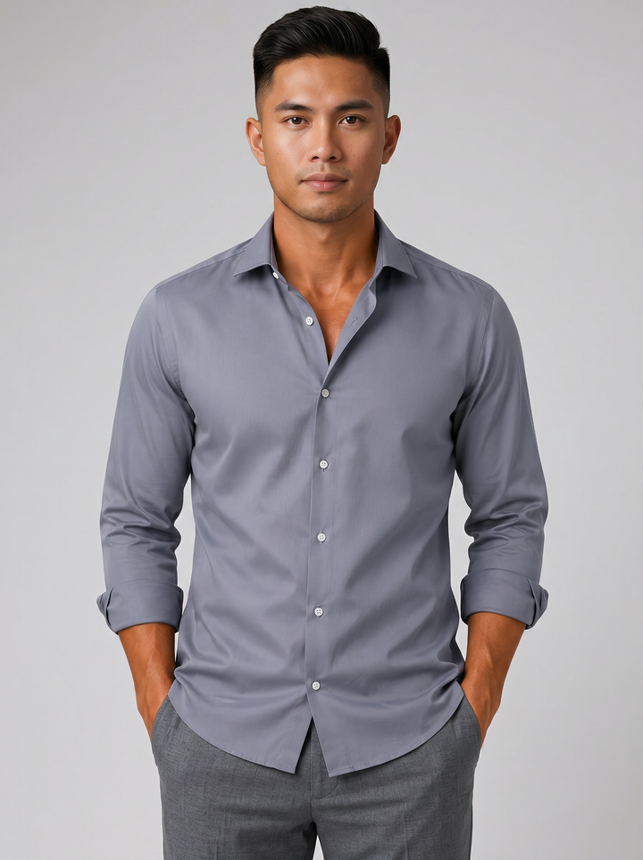 Men's Slim Fit Stretch Dress Shirt – Tailored Smart Style