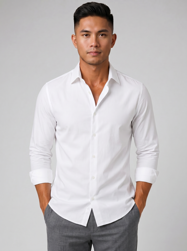 Men's Slim Fit Stretch Dress Shirt – Tailored Smart Style