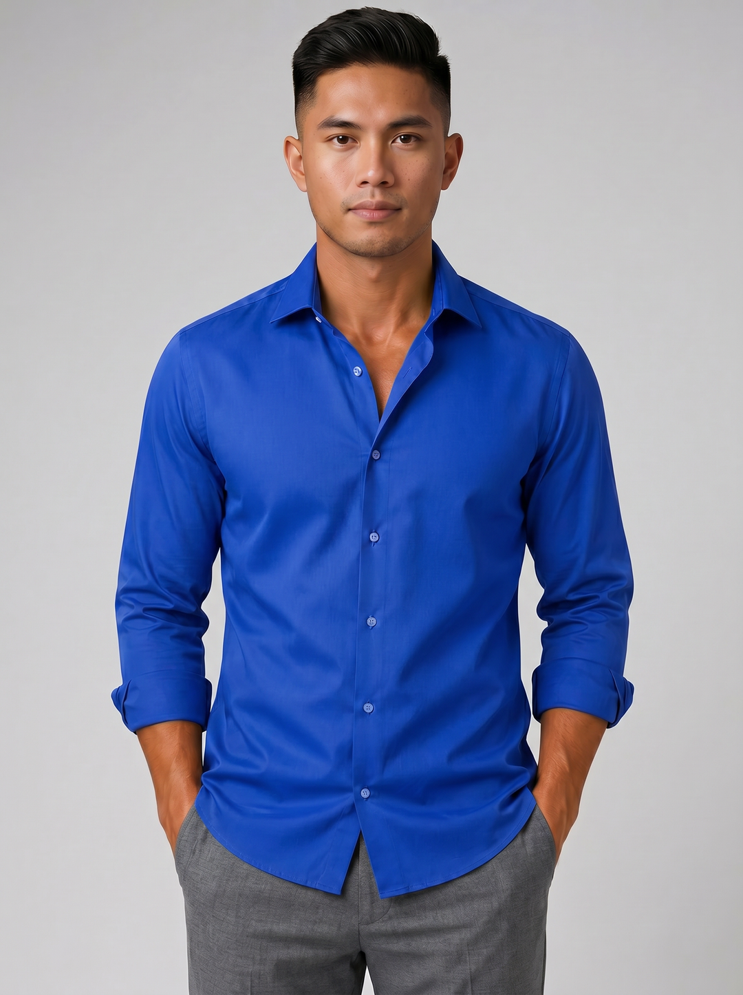 Men's Slim Fit Stretch Dress Shirt – Tailored Smart Style