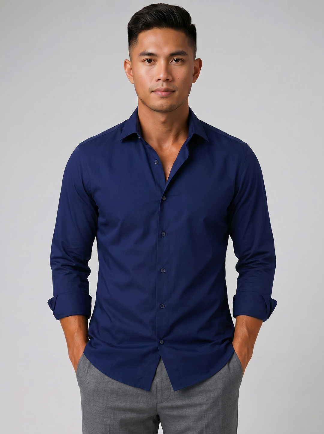 Men's Slim Fit Stretch Dress Shirt – Tailored Smart Style