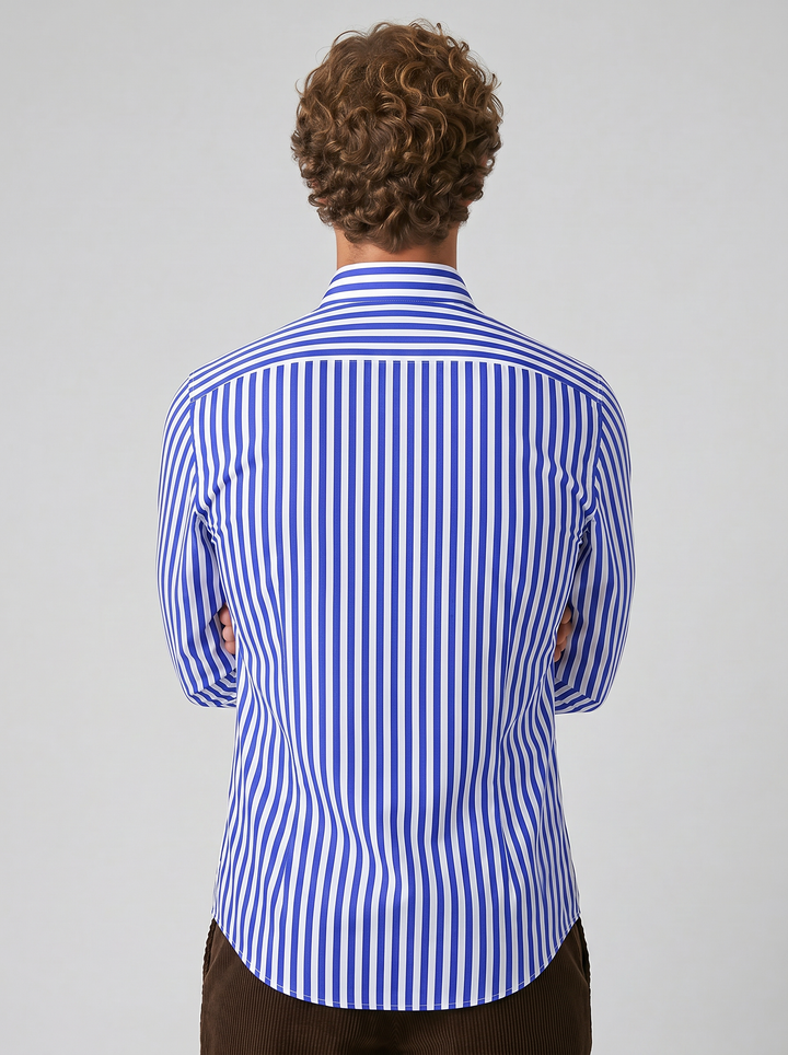 Men's Striped Long-Sleeve Shirt – Smart Casual Button-Up
