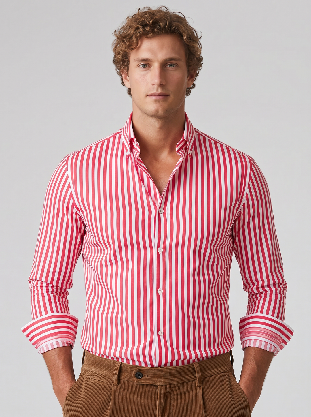 Men's Striped Long-Sleeve Shirt – Smart Casual Button-Up