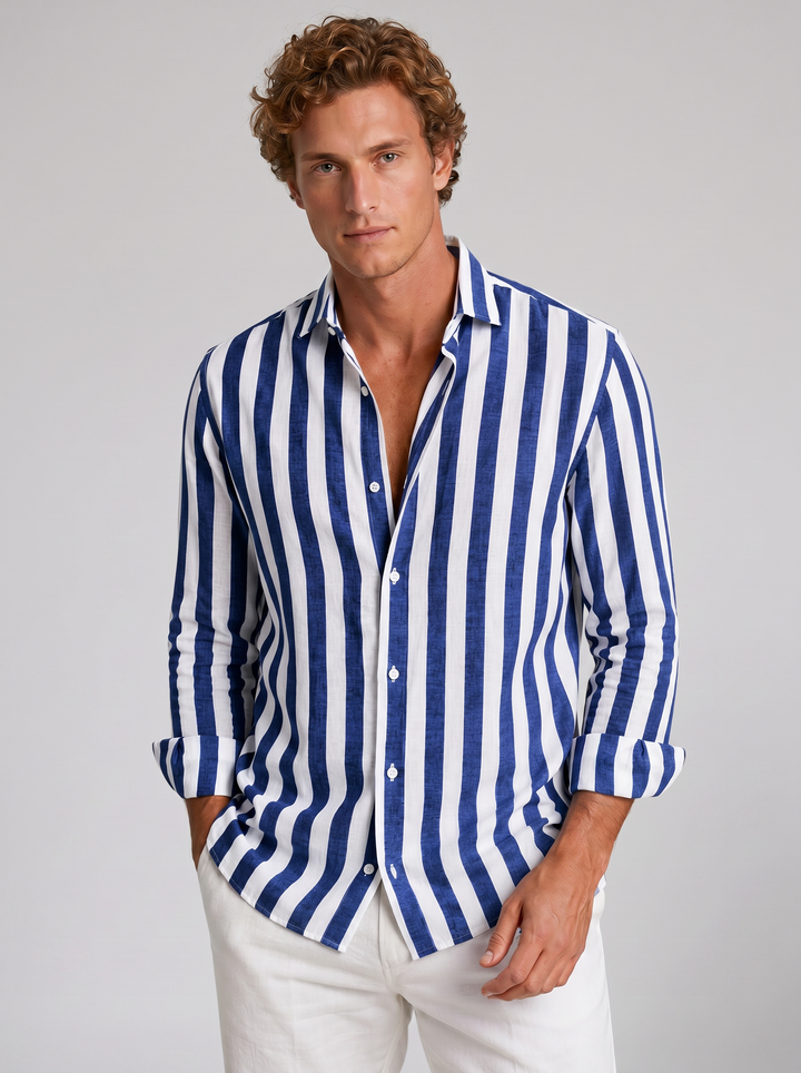 Men's Striped Linen Shirt – Relaxed Coastal Style