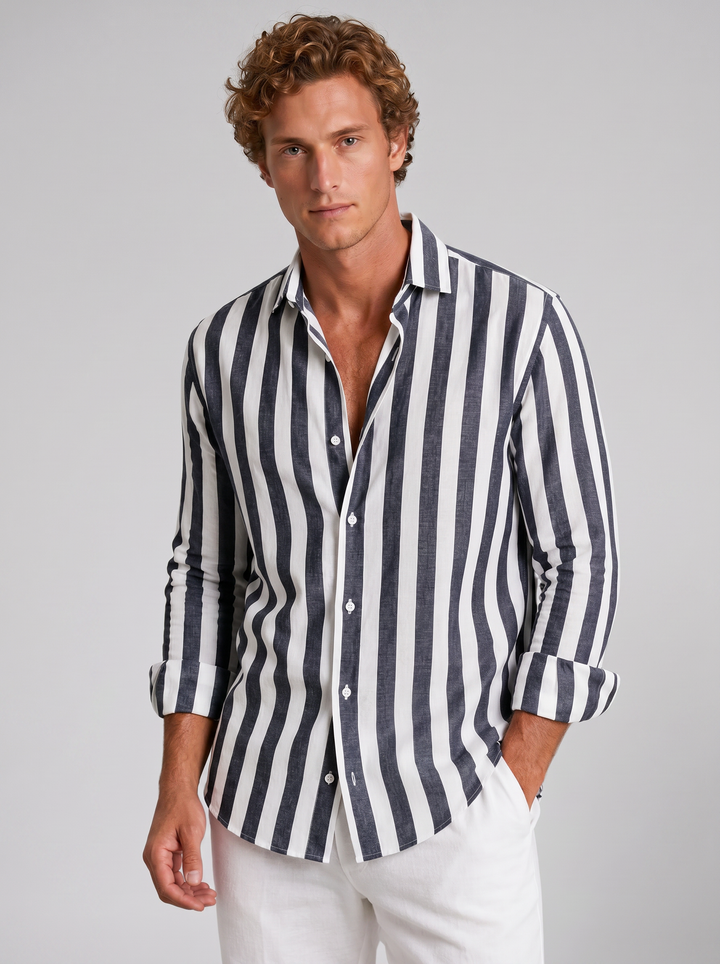Men's Striped Linen Shirt – Relaxed Coastal Style