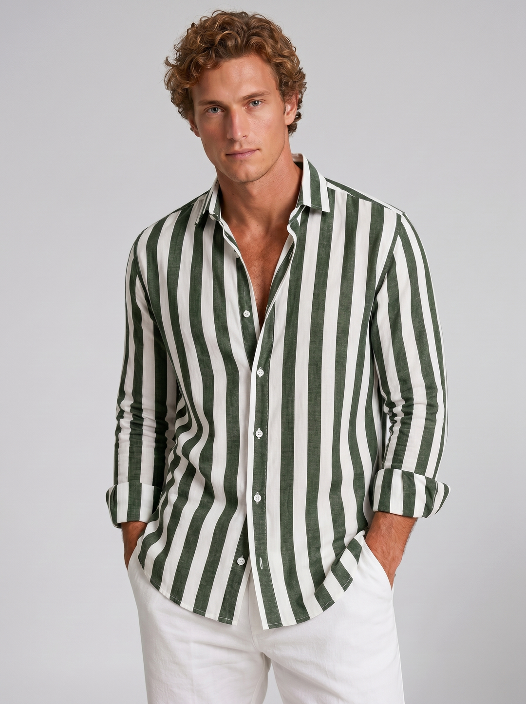 Men's Striped Linen Shirt – Relaxed Coastal Style