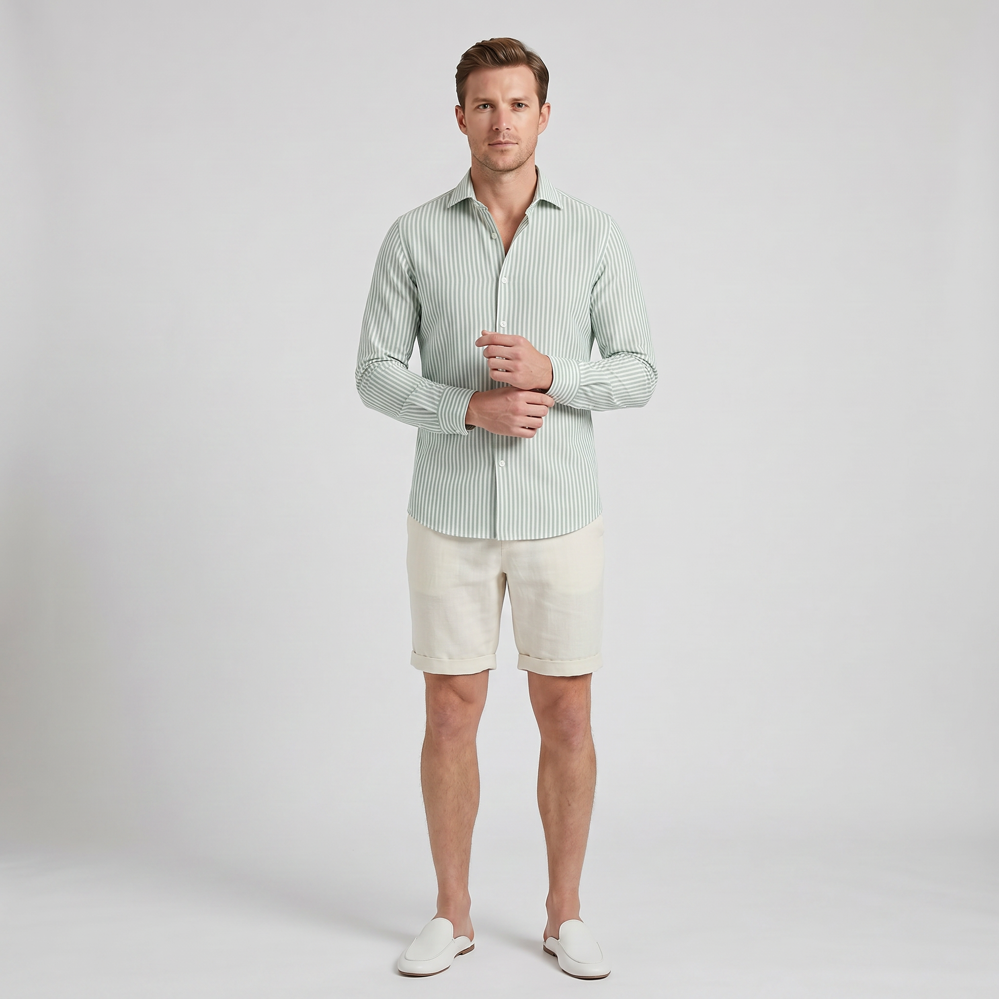 Men’s Striped Linen Resort Shirt | Celestiella
