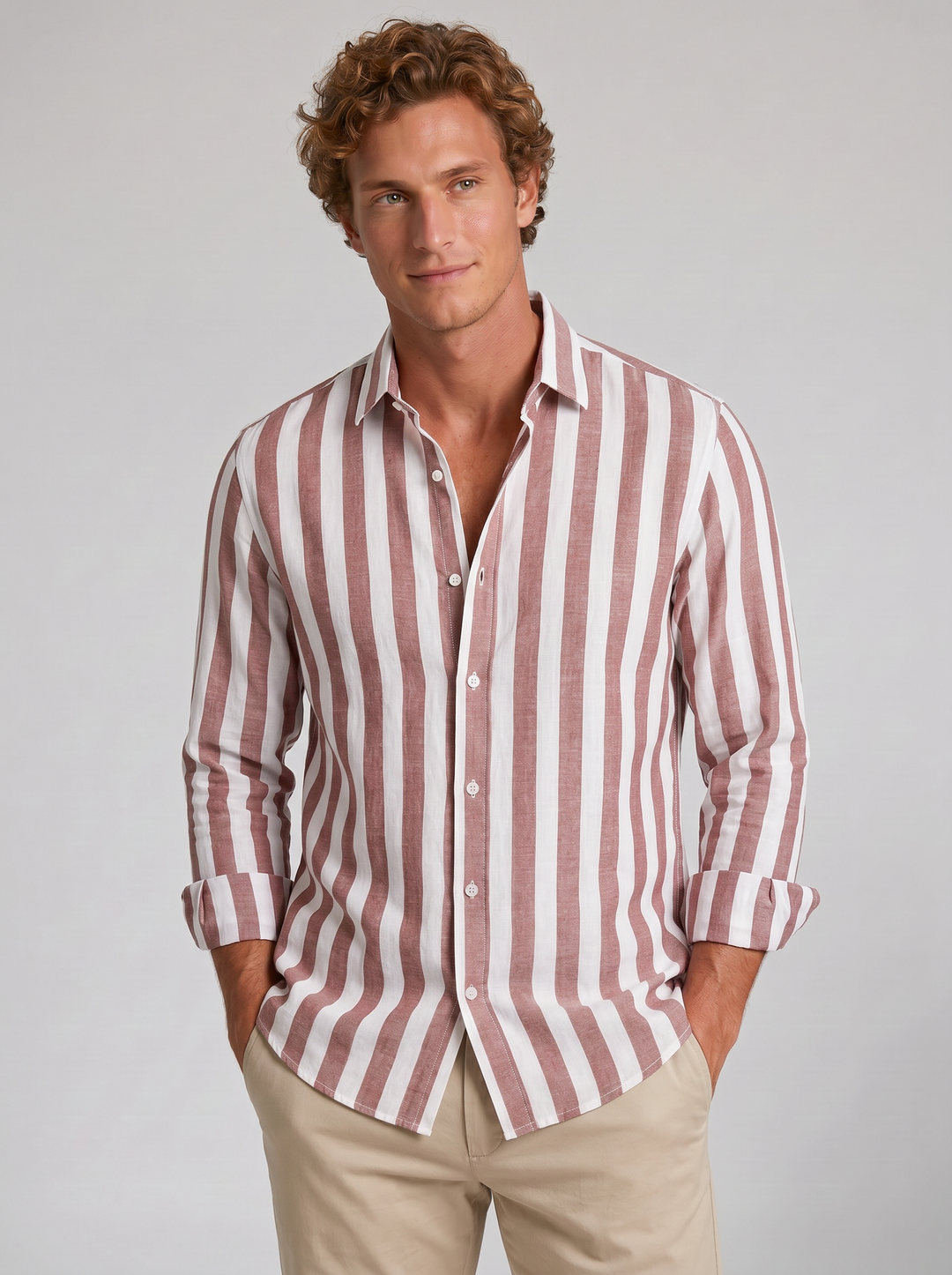 Men's Shirt – Striped Long-Sleeve Button-Down