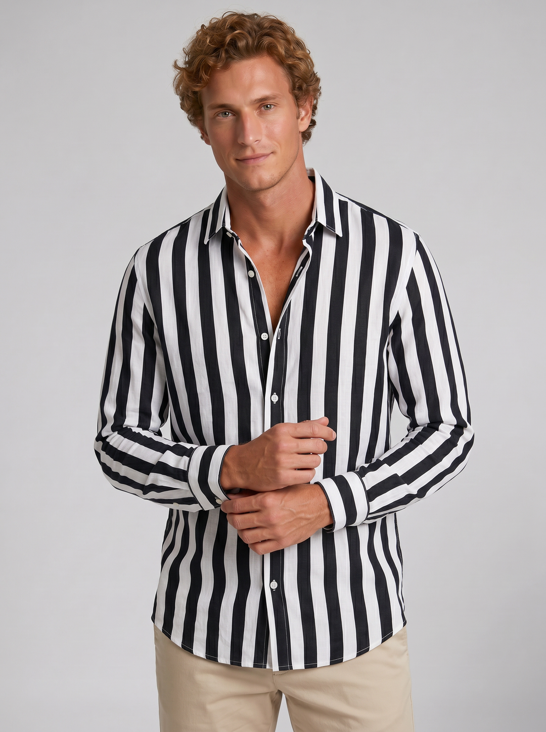 Men's Shirt – Striped Long-Sleeve Button-Down