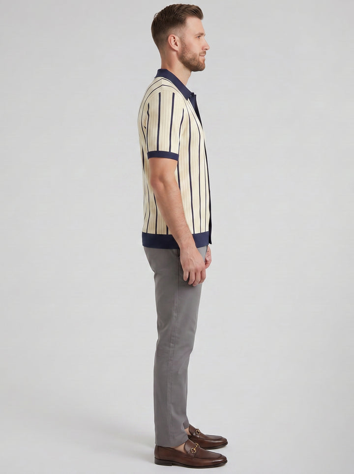 Men's Polo Shirt – Striped Rib Knit