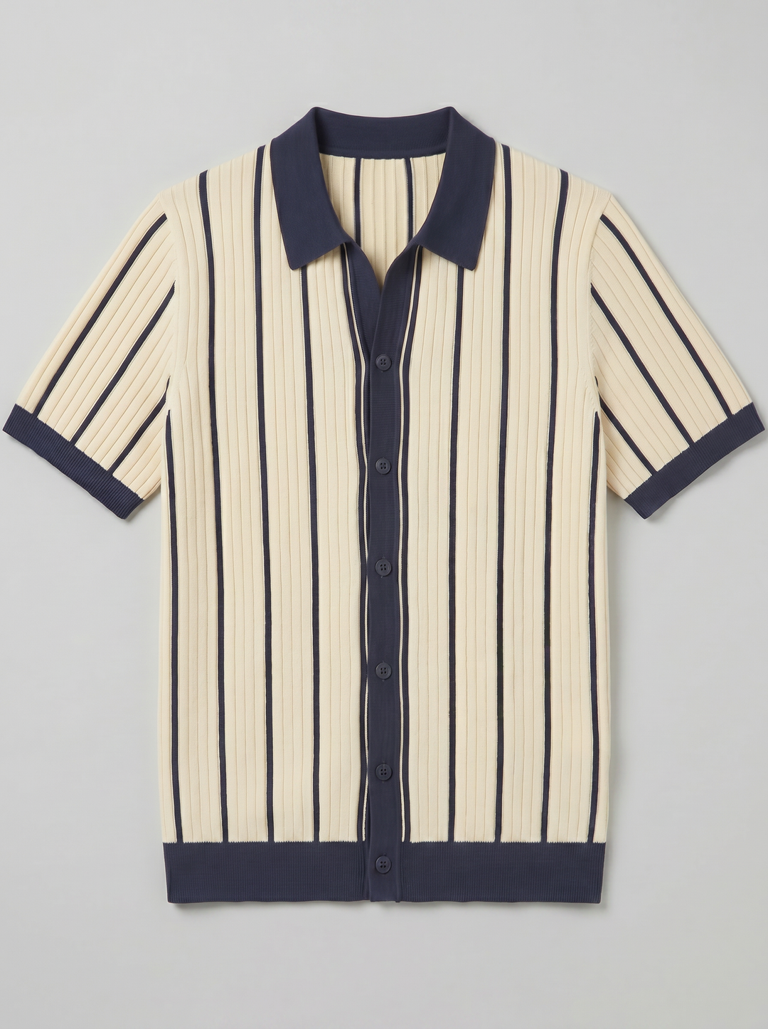 Men's Polo Shirt – Striped Rib Knit