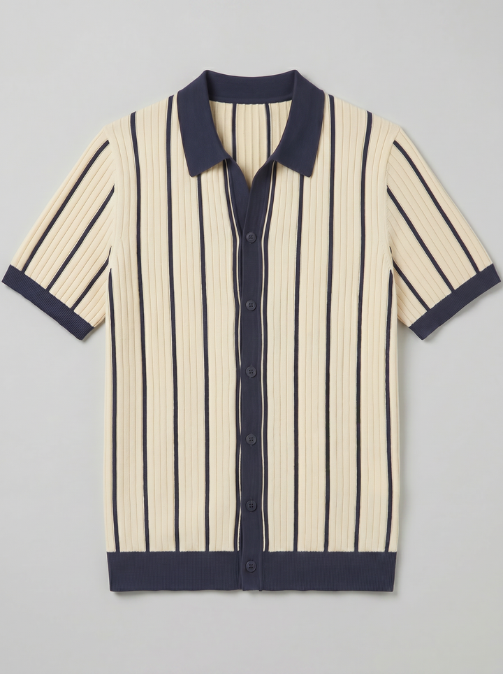 Men's Polo Shirt – Striped Rib Knit