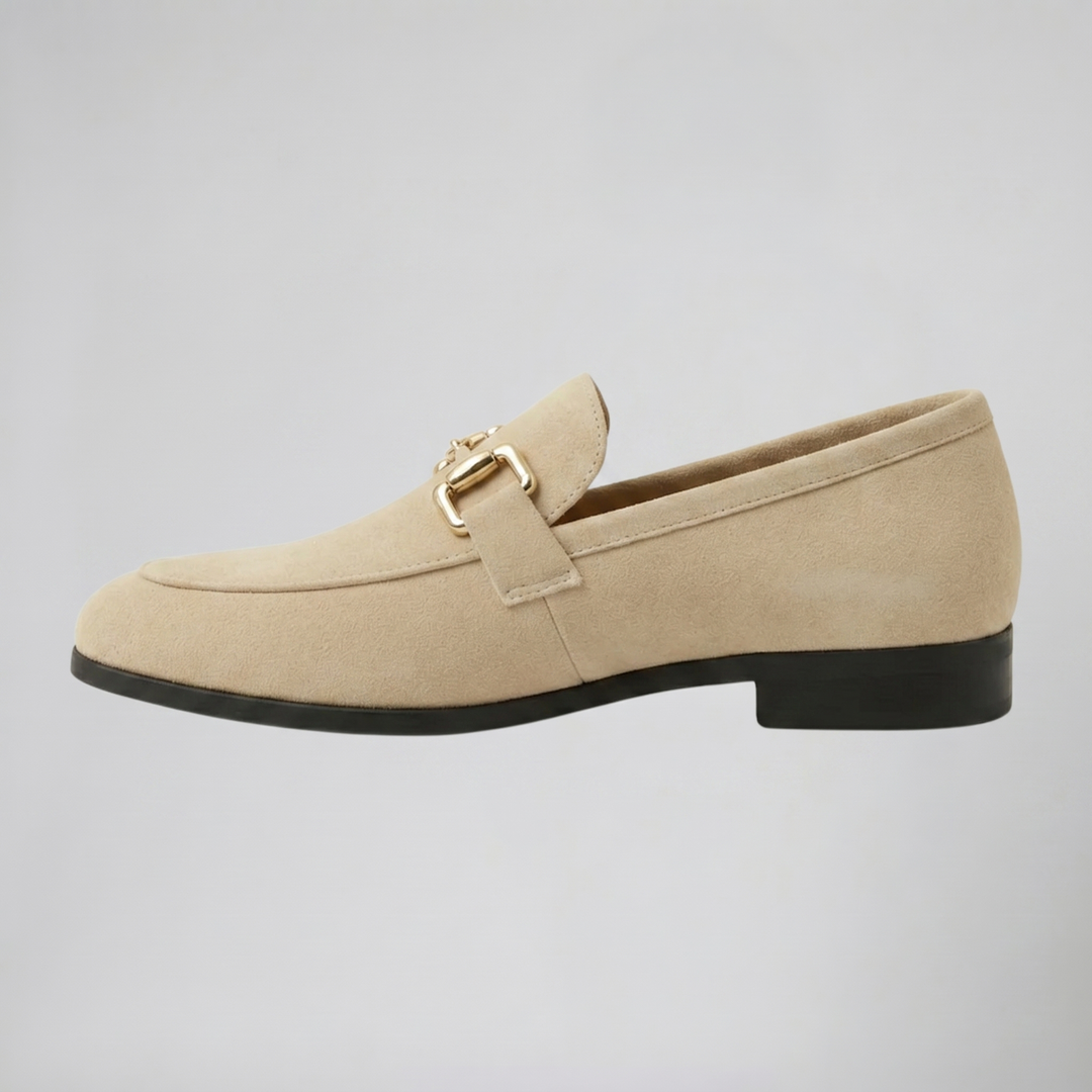 Men’s Suede Gold Detail Loafers | Celestiella