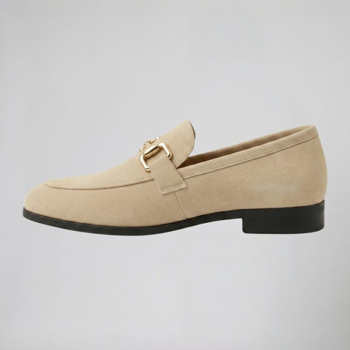 Men’s Suede Gold Detail Loafers | Celestiella
