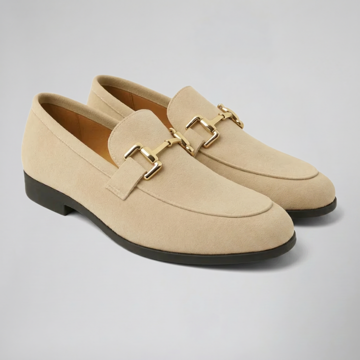 Men’s Suede Gold Detail Loafers | Celestiella