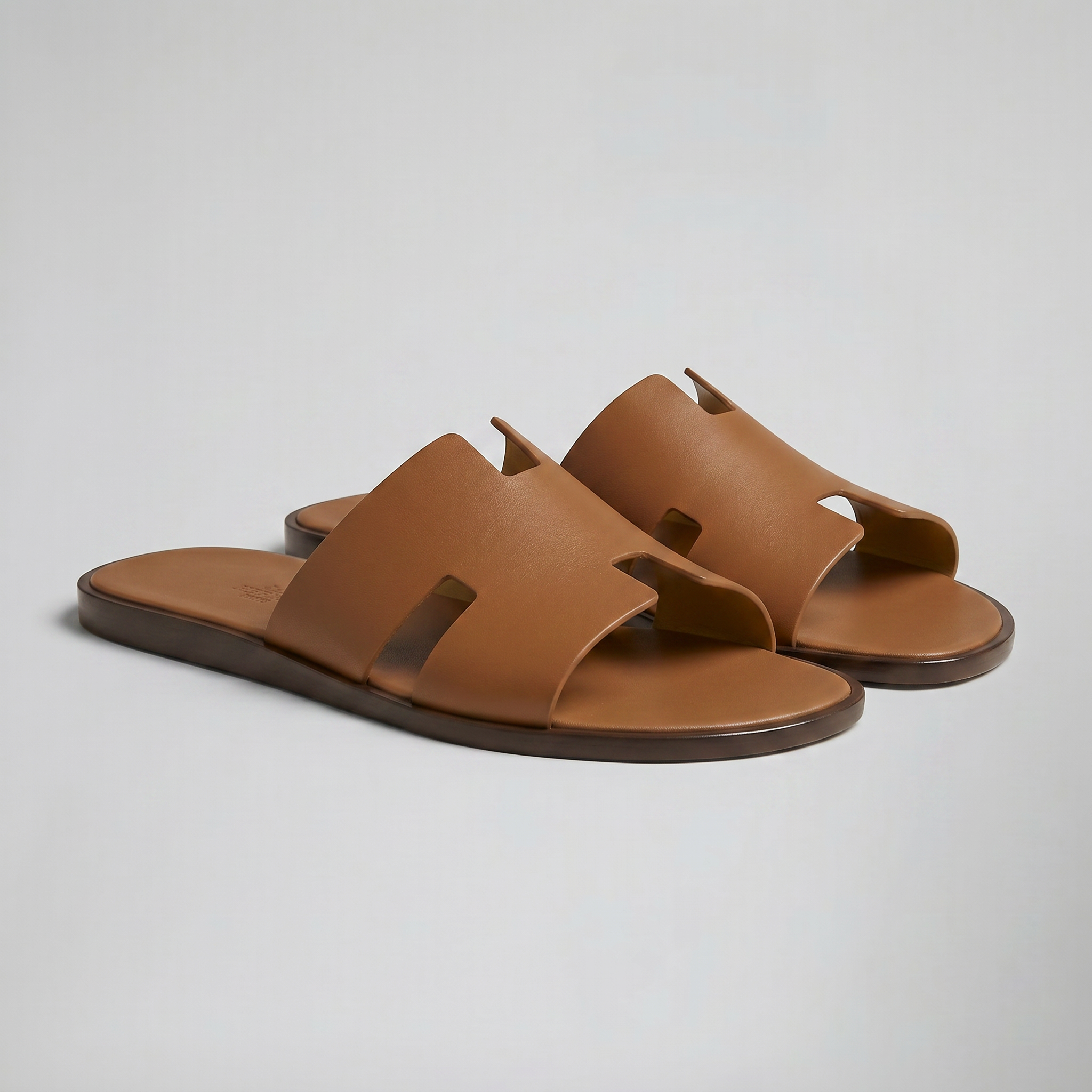 Men’s Tan H-Cut Out Slide Sandals | Celestiella