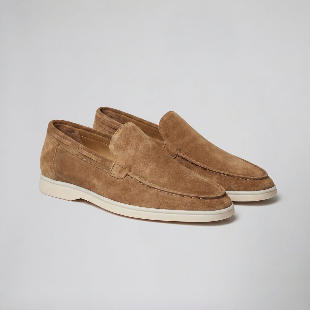 Men’s Tan Suede Slip-On Loafers | Celestiella