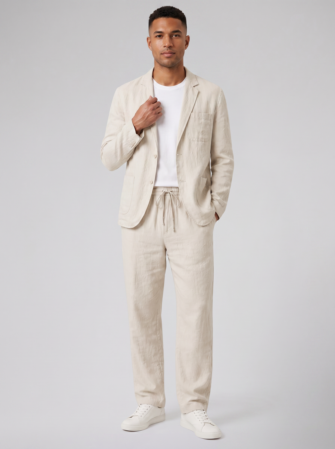 Men's Co-ord Set, Linen Blazer & Trousers