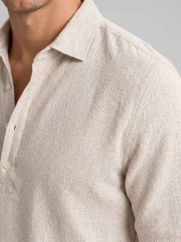 Men's Linen-Look Shirt – Long-Sleeve