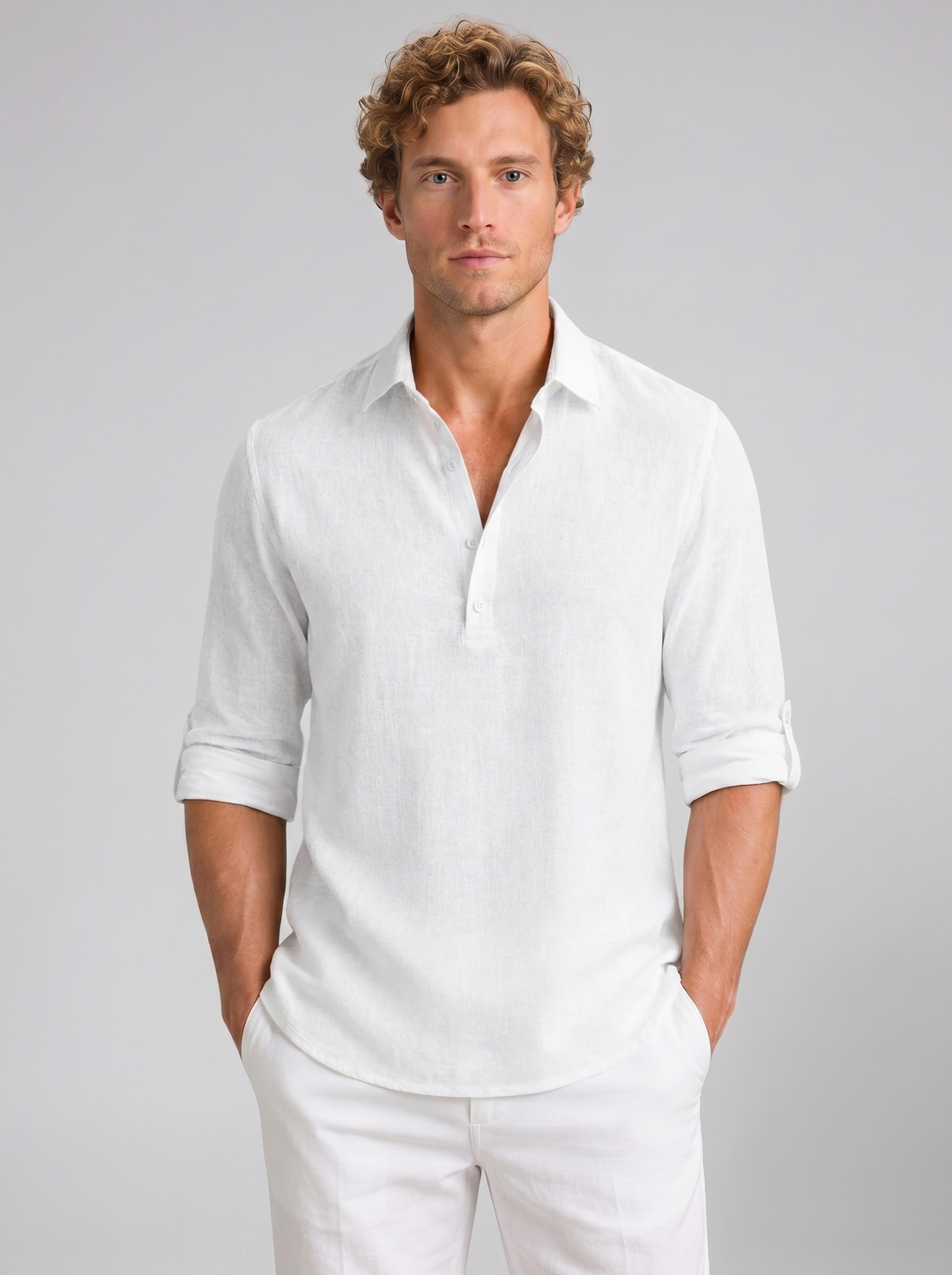 Men's Linen-Look Shirt – Long-Sleeve