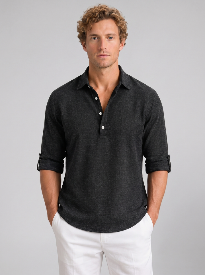 Men's Linen-Look Shirt – Long-Sleeve