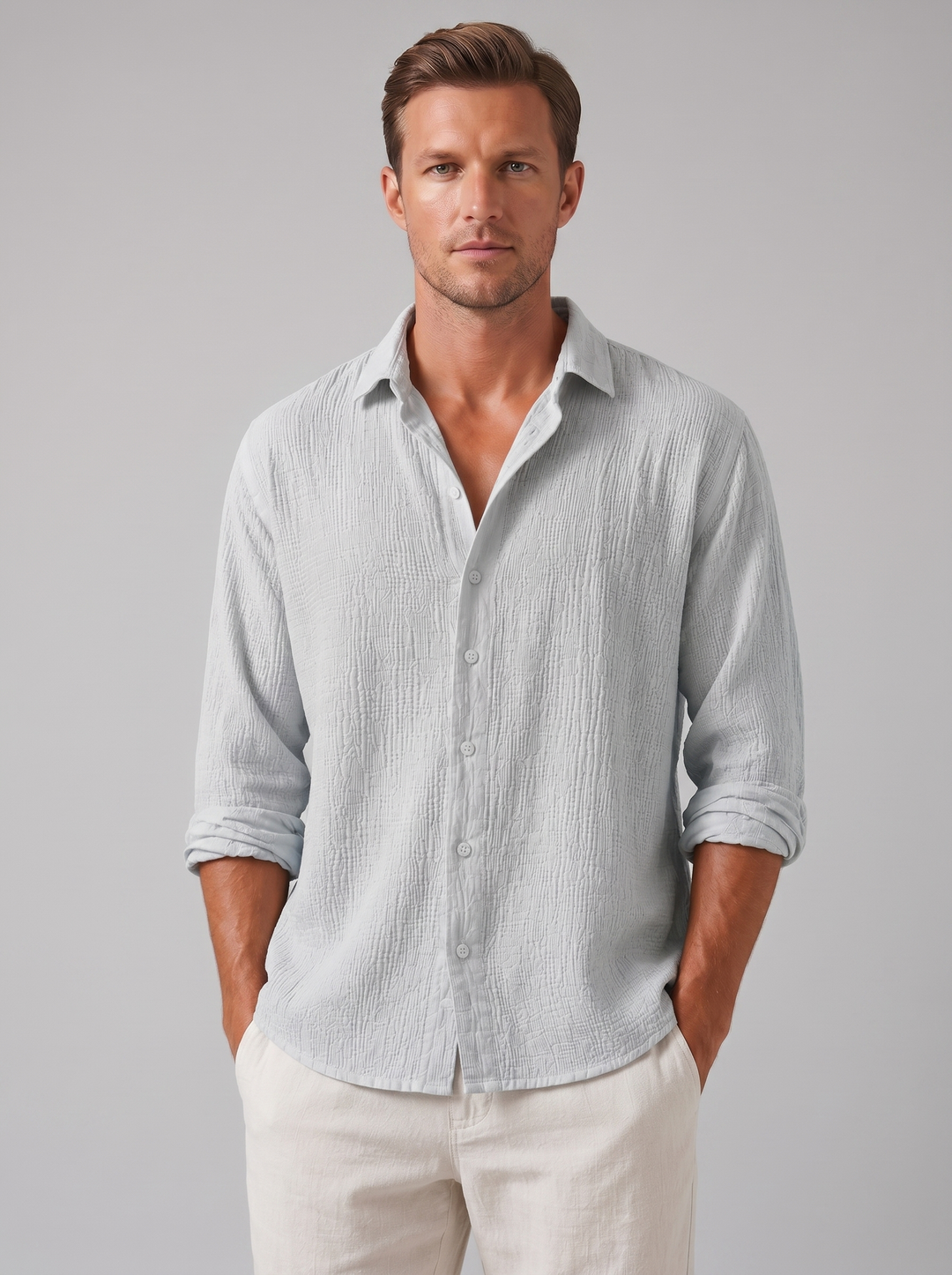 Men's Summer Shirt – Linen-Look Textured