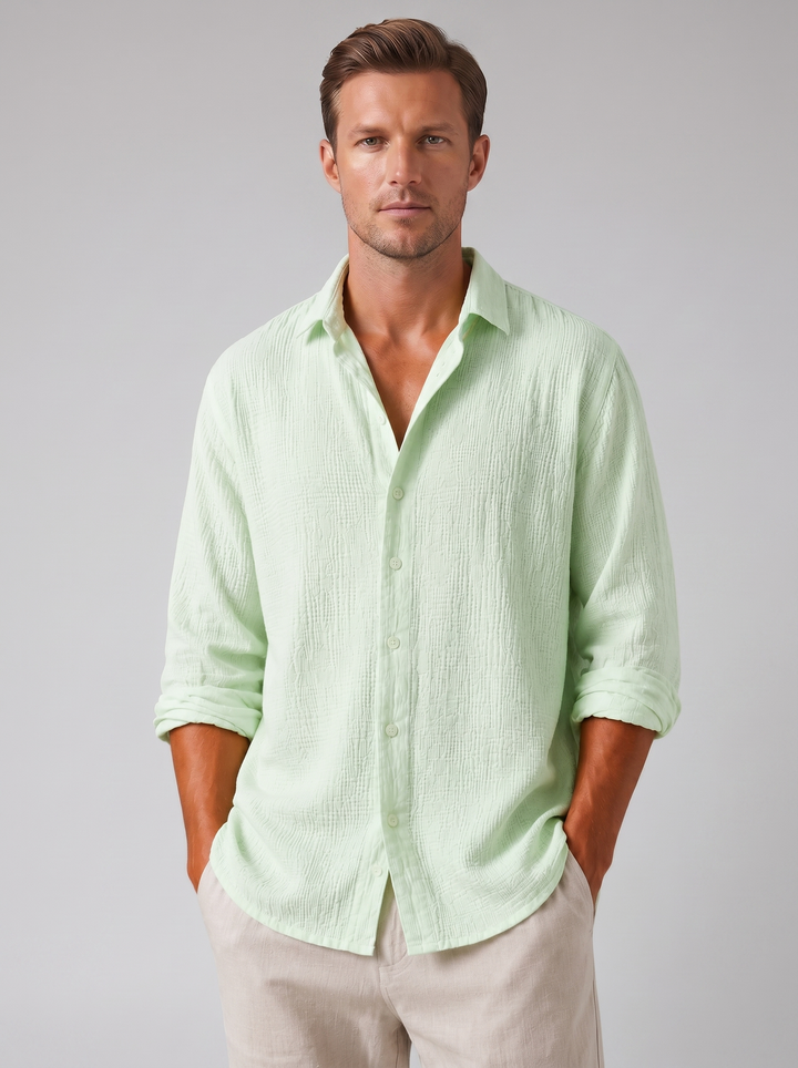 Men's Summer Shirt – Linen-Look Textured