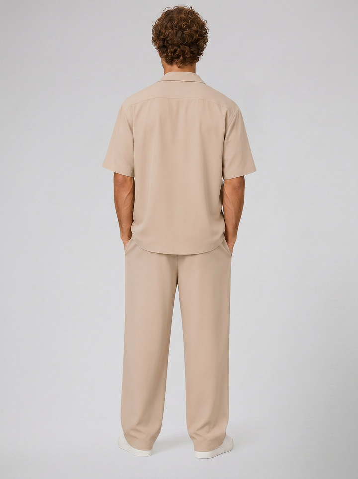Men's Linen-Style Resort Shirt & Trousers Set – Relaxed Holiday Style