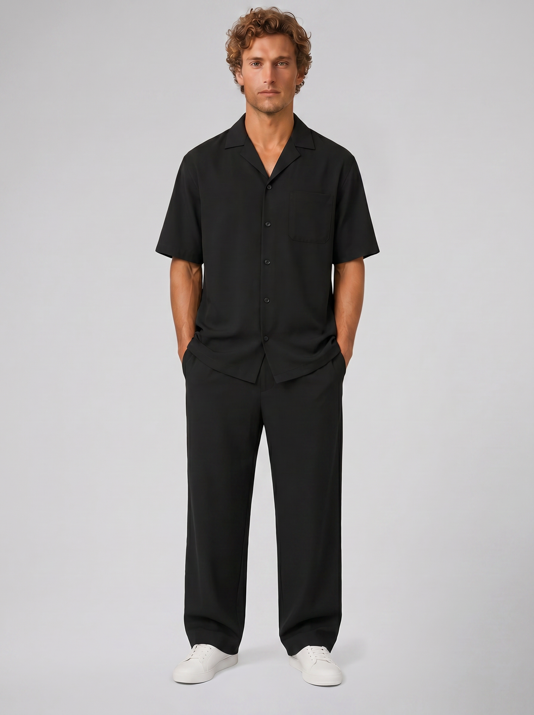 Men's Linen-Style Resort Shirt & Trousers Set – Relaxed Holiday Style