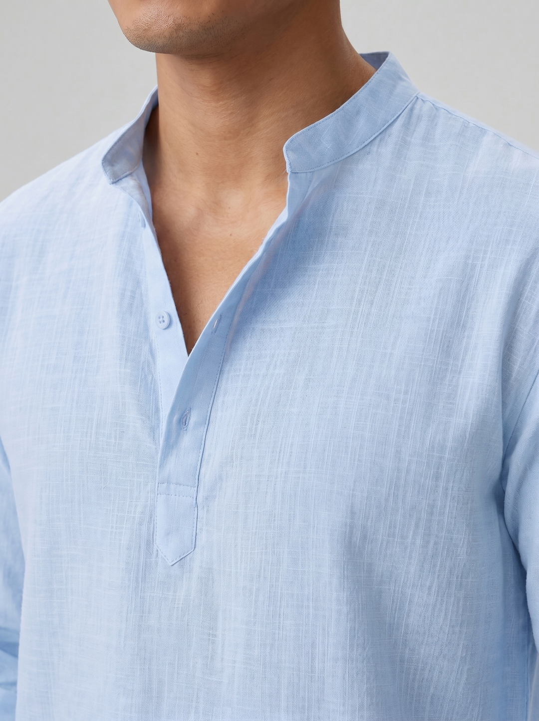 Men's Linen-Look Stand Collar Shirt – Relaxed Summer Style