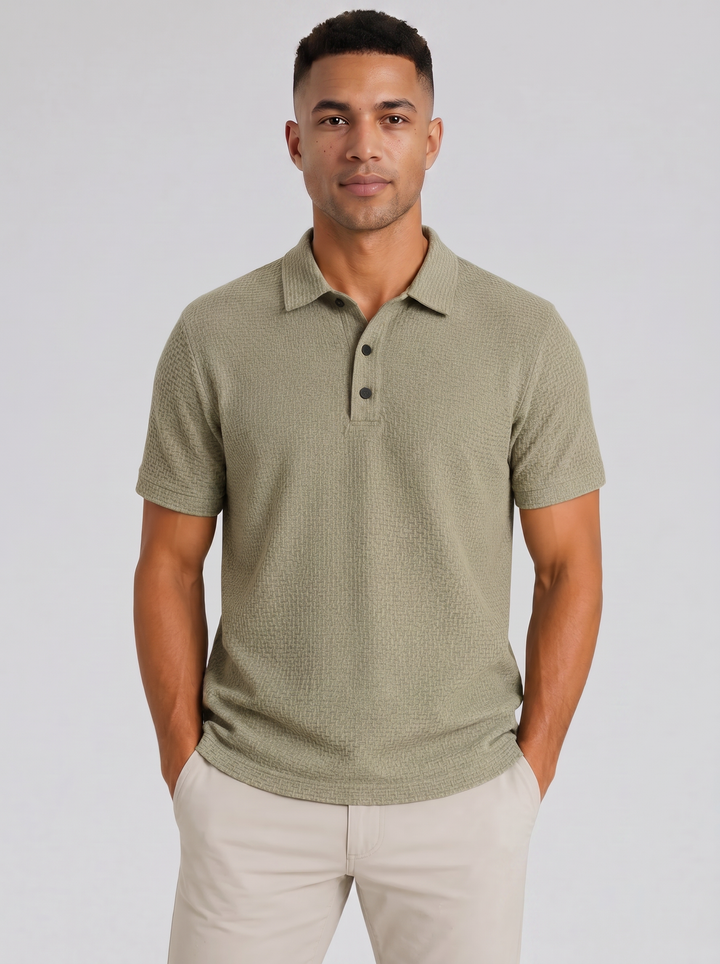 Men's Textured Knit Polo Shirt – Smart Casual Summer Style